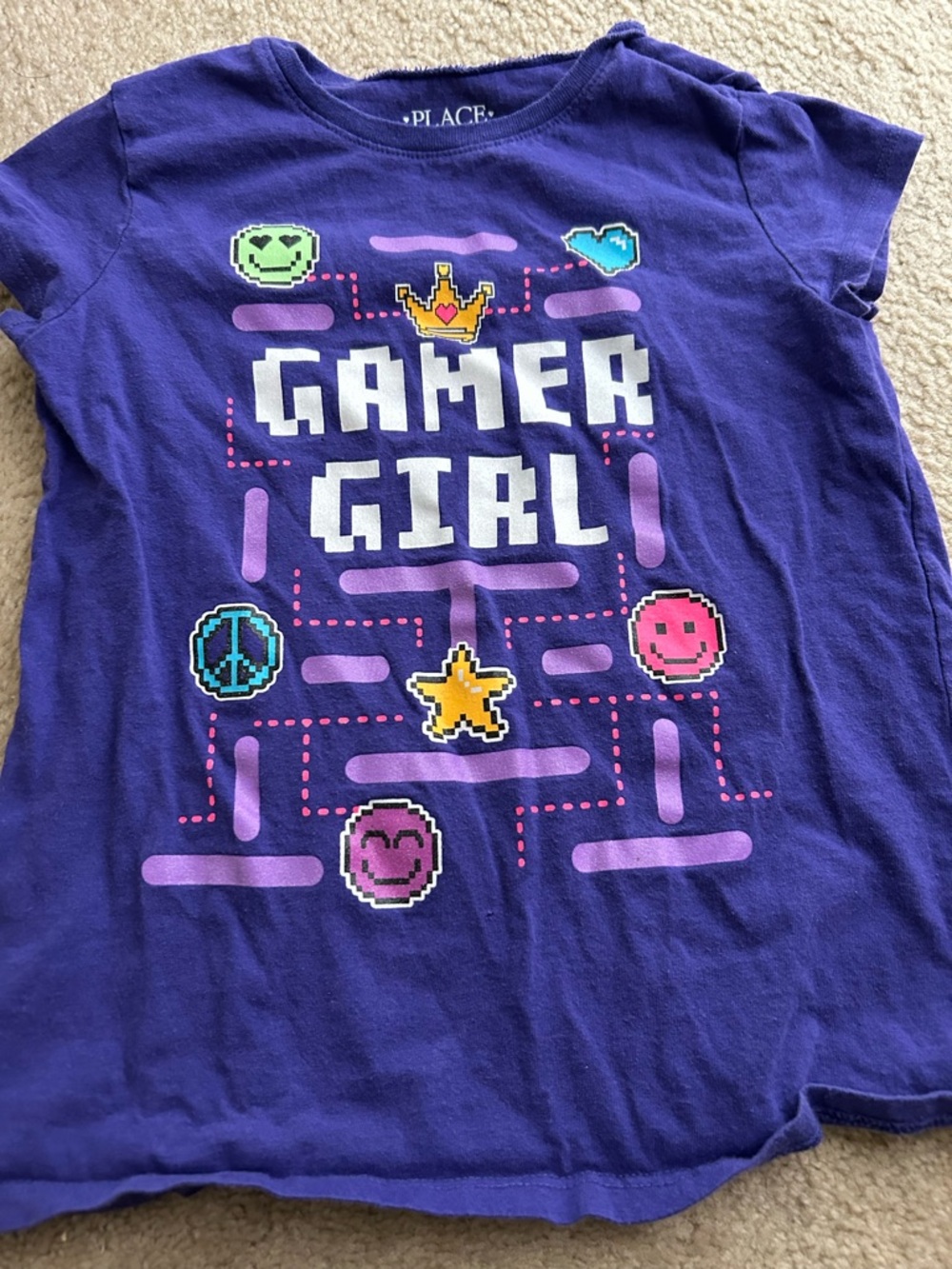 Children’s Place purple graphic ‘gamer girl’ size M shirt